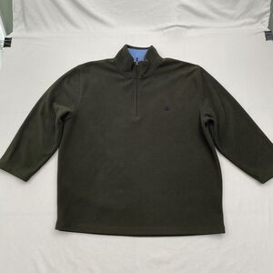 Brooks Brothers 346 Sweater Fleece Jacket Mens XL Green 1/4 Zip Pullover Preppy